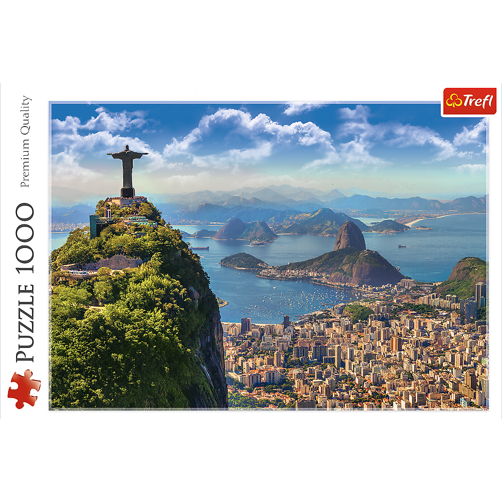 1000 Piece Jigsaw Puzzles, Rio de Janeiro, Brazil, Mount Corcovado, Christ the Redeemer, South America, Adult Puzzles, Trefl 10405