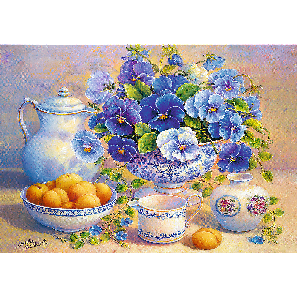 1000 Piece Jigsaw Puzzles, The Blue Bouquet, Still Life Puzzle, Flower Puzzle with Pansies, Adult Puzzles