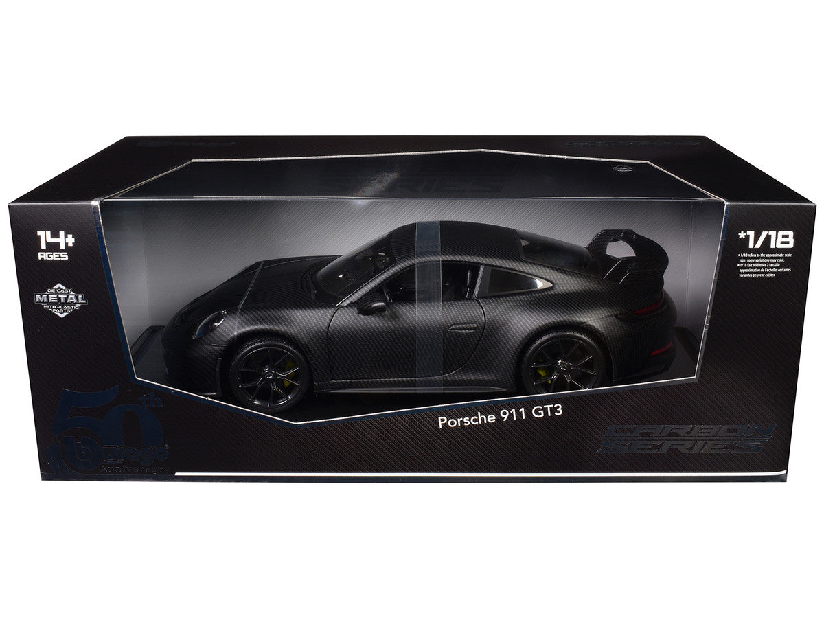 Porsche 911 GT3 Carbon Fiber "Carbon Series - Bburago 50th Anniversary" 1/18 Diecast Model Car by Bburago-0
