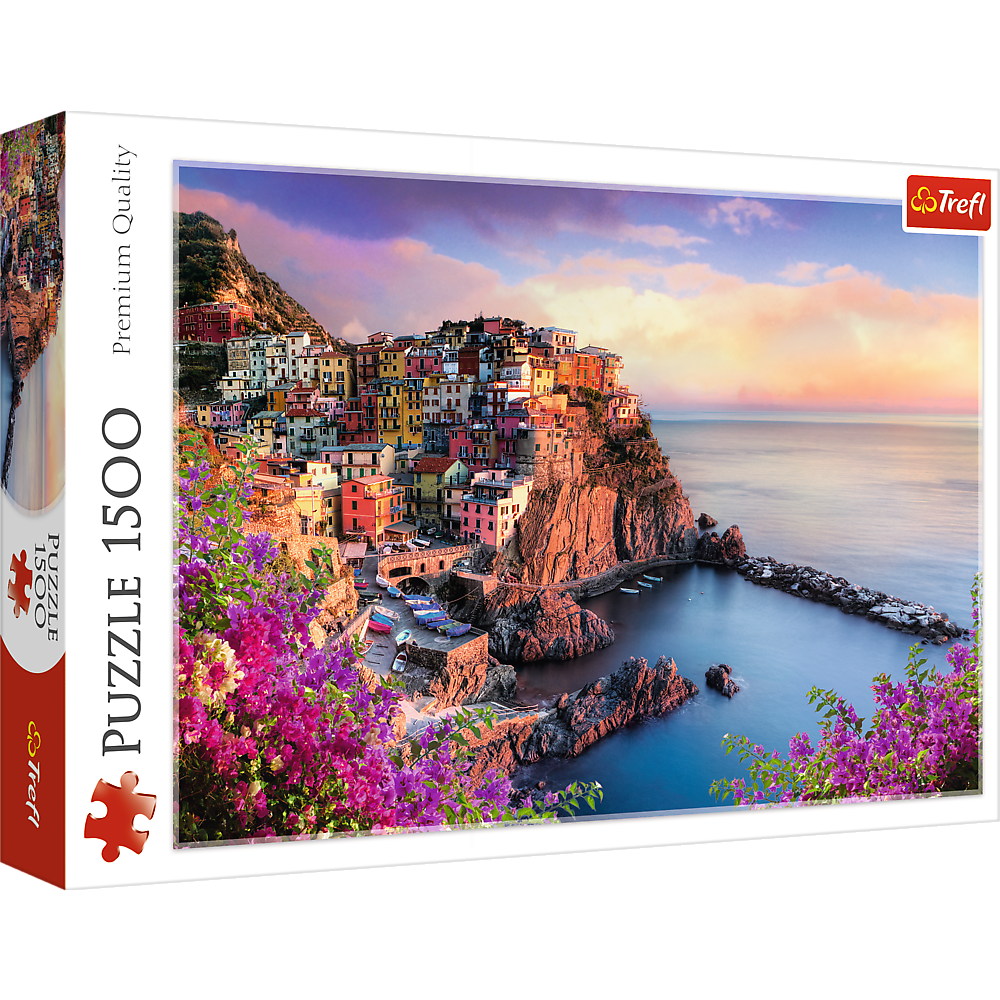 1500 Piece Jigsaw Puzzles, View of Manarola, Ocean Paradise, Italy, Coastal City, Adult Puzzles