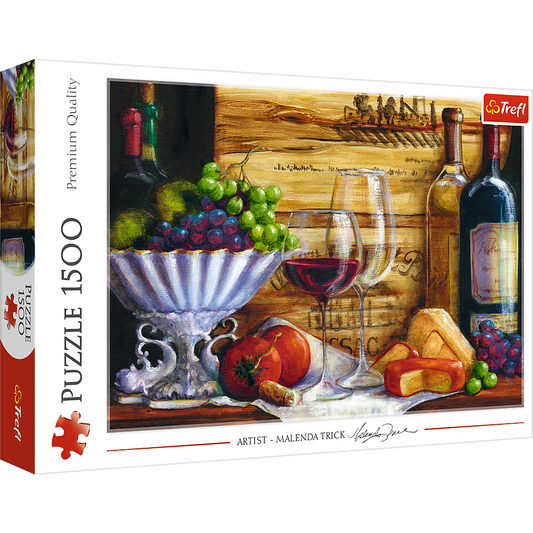 1500 Piece Jigsaw Puzzles, In The Vineyard by Malenda Trick, Still Life Puzzle with Food and Wine, Adult Puzzles