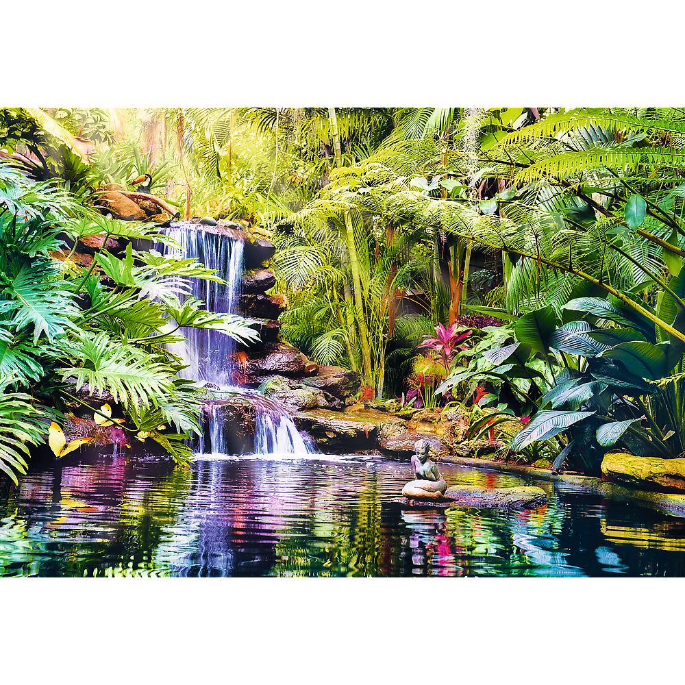 1500 piece Jigsaw Puzzles - Oasis of Calm, Waterfall, relaxing and calming place, Adult Puzzles
