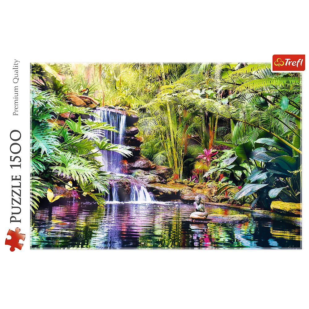 1500 piece Jigsaw Puzzles - Oasis of Calm, Waterfall, relaxing and calming place, Adult Puzzles
