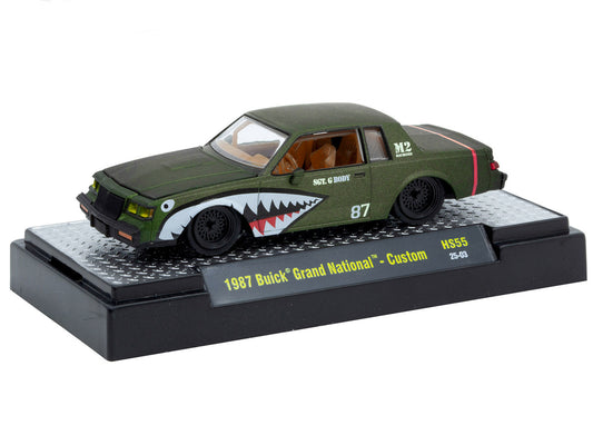 1987 Buick Grand National Custom Green Metallic with Shark Mouth Graphics "Sgt. G Body" Limited Edition to 6600 pieces Worldwide 1/64 Diecast Model Car by M2 Machines-0