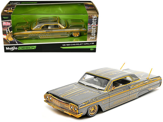 1964 Chevrolet Impala SS Lowrider Gray Metallic with Gold Graphics "Lowriders" "Maisto Design" Series 1/26 Diecast Model Car by Maisto-0