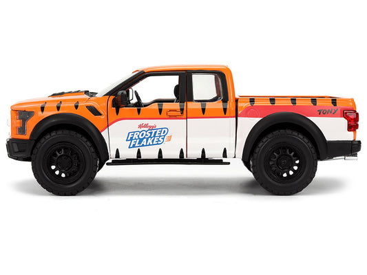 2017 Ford F-150 Raptor Pickup Truck "Frosted Flakes" Orange with Graphics and Tony the Tiger Diecast Figure "Hollywood Rides" Series 1/24 Diecast Model Car by Jada-0