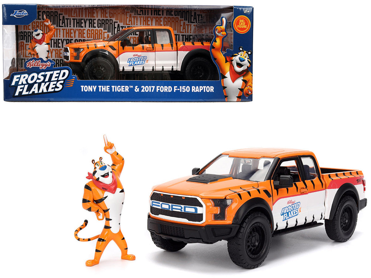 2017 Ford F-150 Raptor Pickup Truck "Frosted Flakes" Orange with Graphics and Tony the Tiger Diecast Figure "Hollywood Rides" Series 1/24 Diecast Model Car by Jada-4