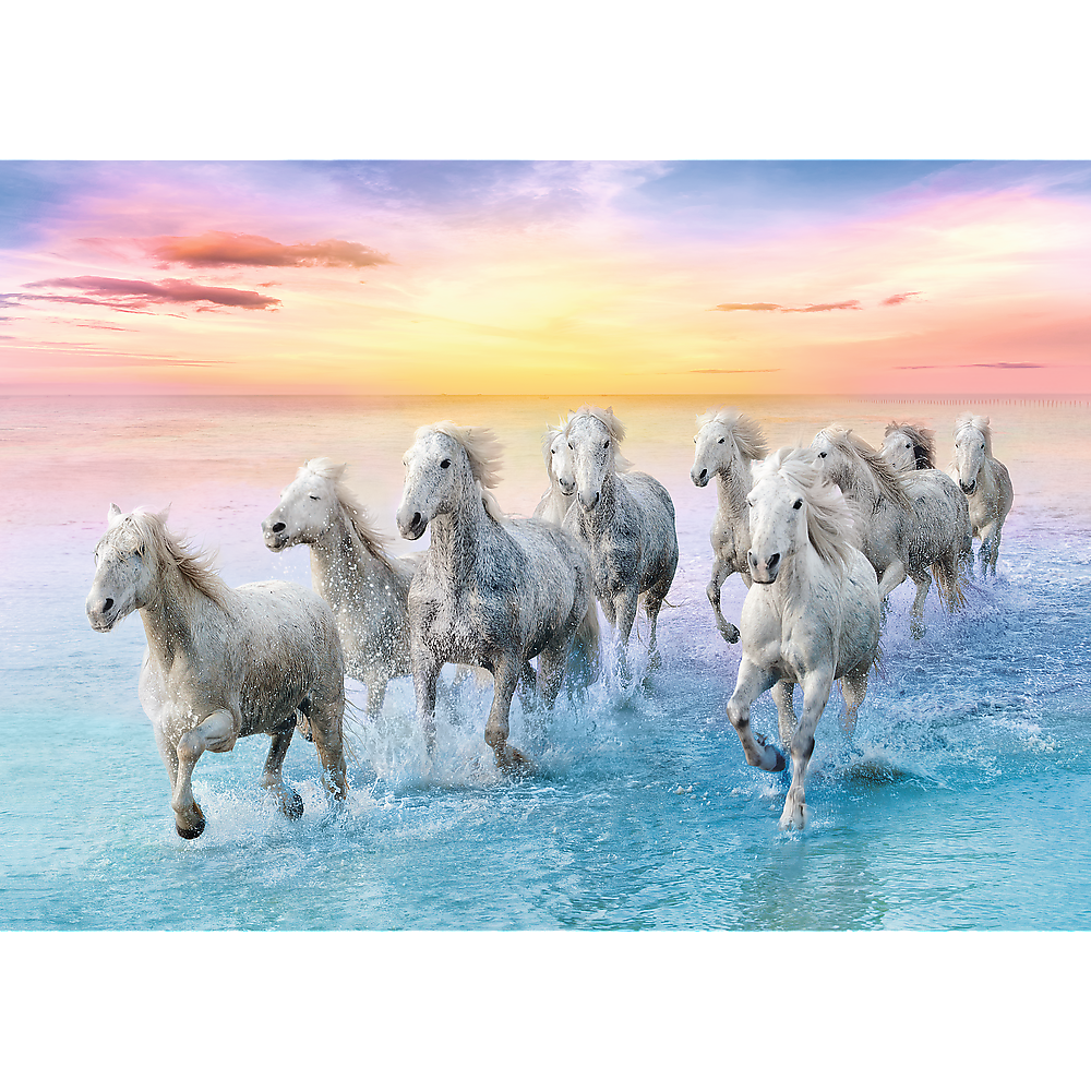 500 Piece Jigsaw Puzzles, Galloping White Horses, Animal Puzzles, Sunset Ocean Puzzle, Adult Puzzles, Trefl 37289