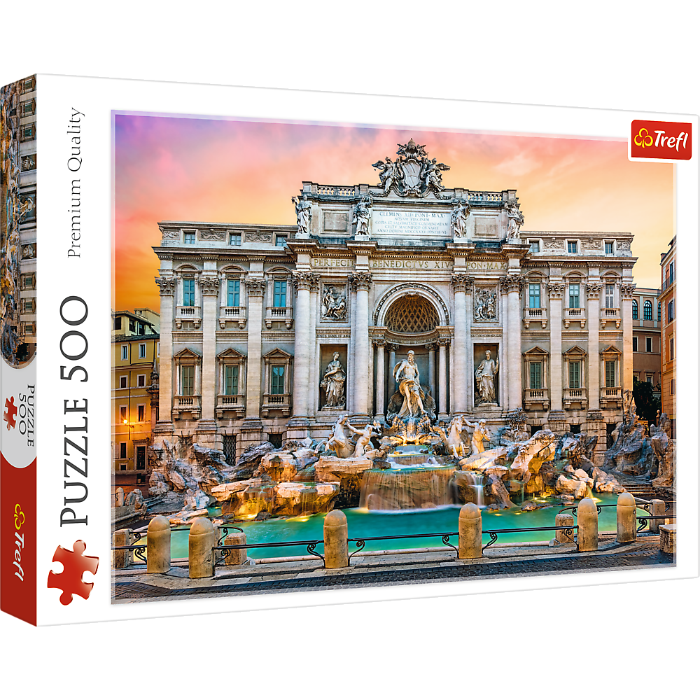 500 Piece Jigsaw Puzzle, Fontanna di Trevi, Rome, Italy, Adult Puzzles, Trefl 37292