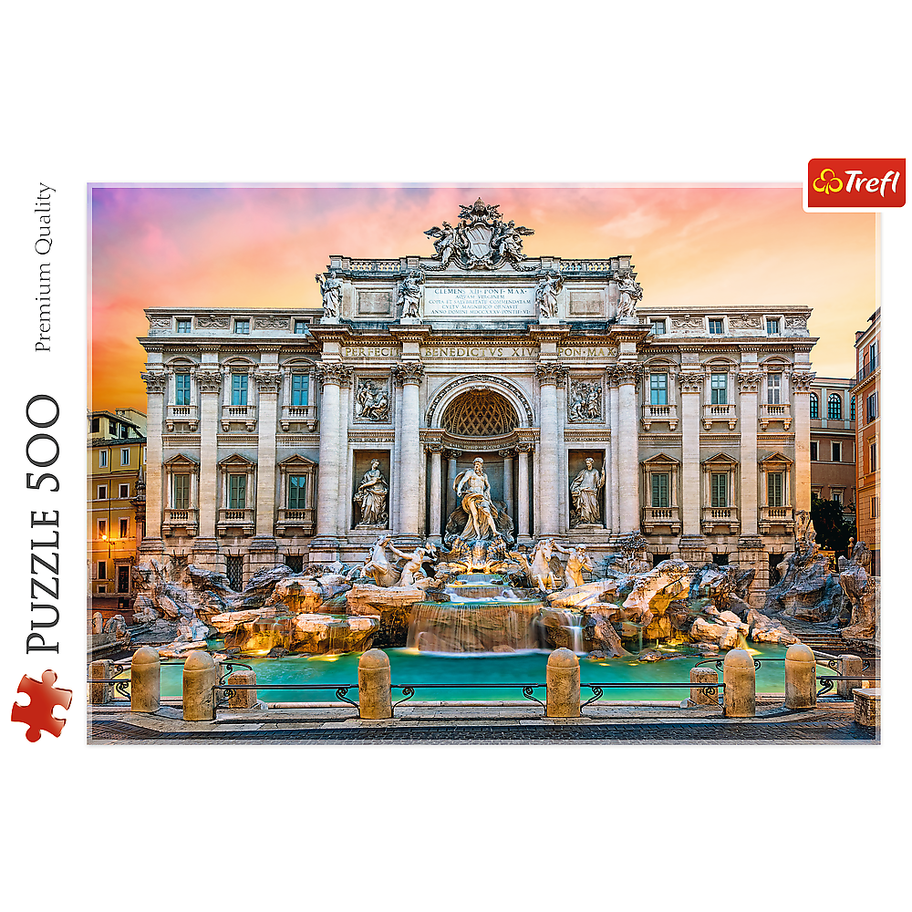 500 Piece Jigsaw Puzzle, Fontanna di Trevi, Rome, Italy, Adult Puzzles, Trefl 37292