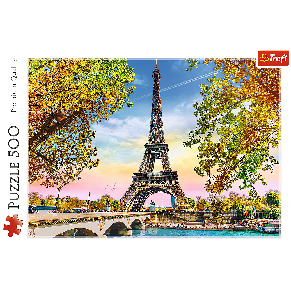 500 Piece Jigsaw Puzzles, Romantic Paris, France, Eiffel Tower in the Fall, Iconic Monuments, Adult Puzzles
