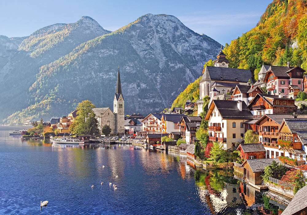 500 piece Jigsaw Puzzle, Hallstatt, Austria, Idyllic Landscape, Tyrolean Alps, Adult Puzzles