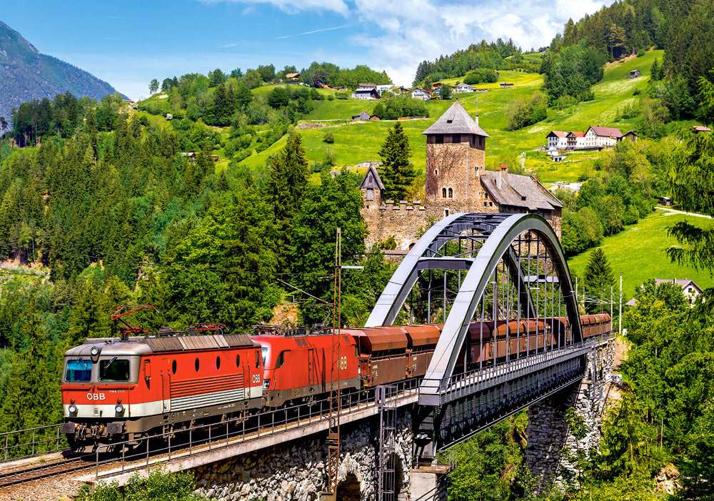 500 Piece Jigsaw Puzzle, Train on the Bridge, Mountain Train, Locomotive Puzzle, Train puzzle, Adult Puzzle