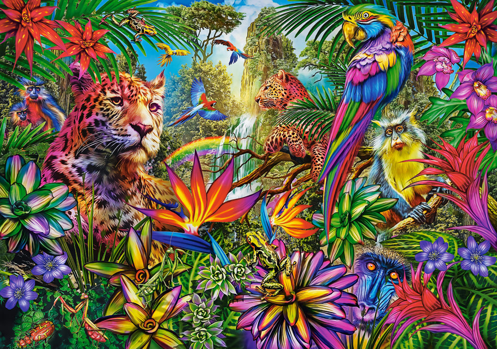 500 Piece Jigsaw Puzzle, Jungle Fashion, Animal puzzles, Vibrant wildlife, Tropical fantasy art., Adult Puzzle