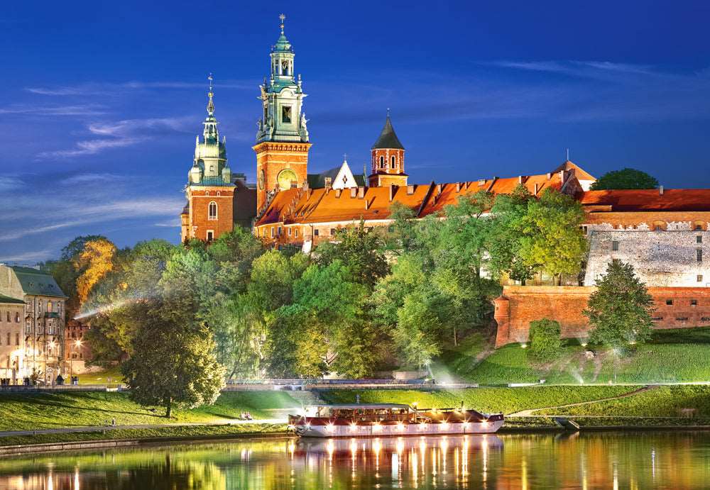 1000 Piece Jigsaw Puzzle, Wawel Castle by Night, Poland, Royal heritage, Royal Castle, Adult puzzle
