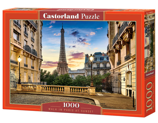 1000 Piece Jigsaw Puzzle, Walk in Paris at Sunset, Puzzle of France, cityscape, Eiffel Tower, Adult Puzzle