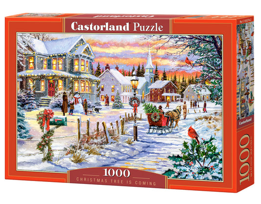 1000 Piece Jigsaw Puzzle, Christmas Tree is Coming, Winter scene, Vintage puzzles, Adult Puzzle