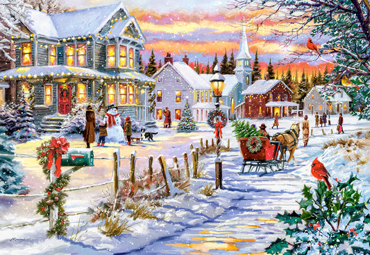 1000 Piece Jigsaw Puzzle, Christmas Tree is Coming, Winter scene, Vintage puzzles, Adult Puzzle