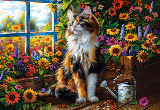 1000 Piece Jigsaw Puzzle Cat Garden View Castorland