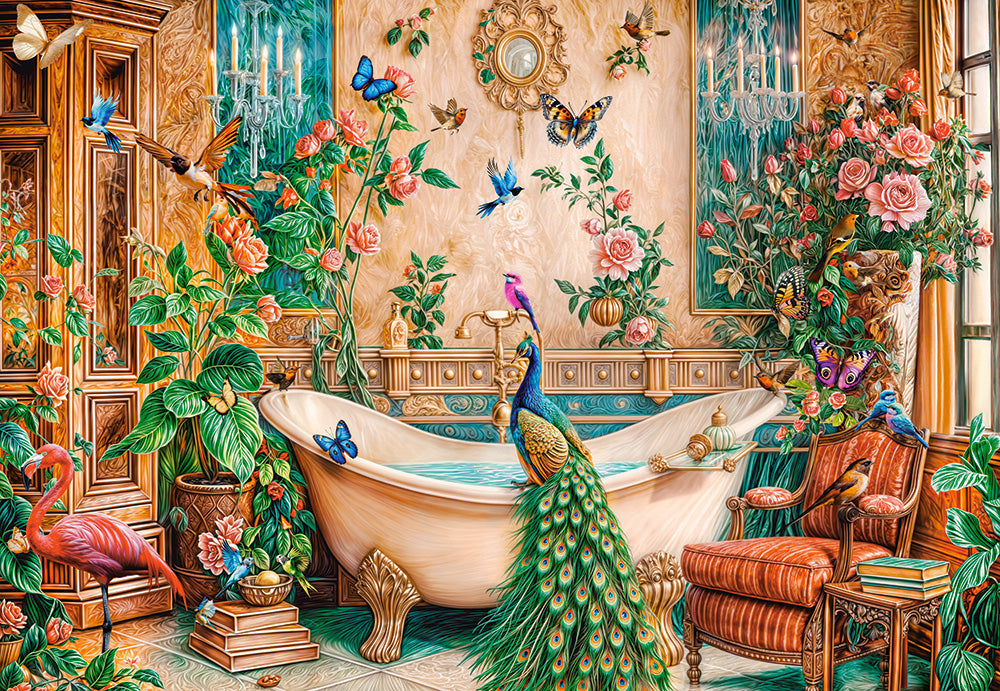 Castorland 1000 Piece Jigsaw Puzzle The Bath Fantasy Peacock