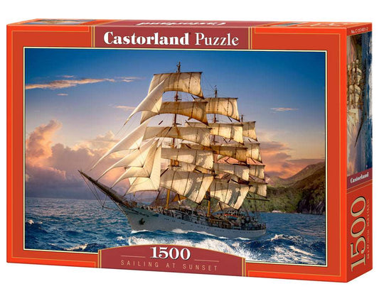 1500 Piece Jigsaw Puzzle, Sailing at Sunset, Sailing Ship Puzzle, Ocean Puzzle, Adult Puzzles