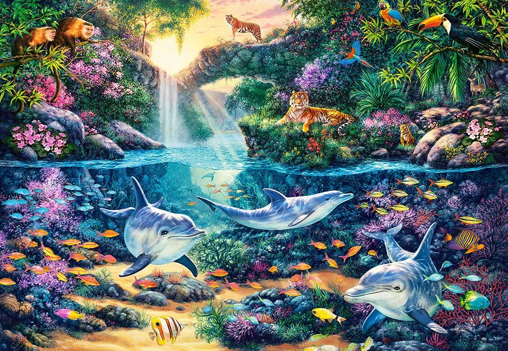 1500 Piece Jigsaw Puzzle, Jungle Paradise, Secret oasis, Underwater world, Exotic birds, Adult Puzzle