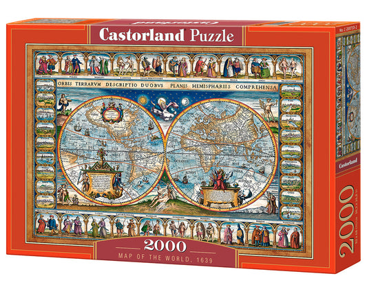 2000 Piece Jigsaw Puzzle, Map of the world 1639, Cartographic map, Historic puzzles, Geographic, Adult Puzzle