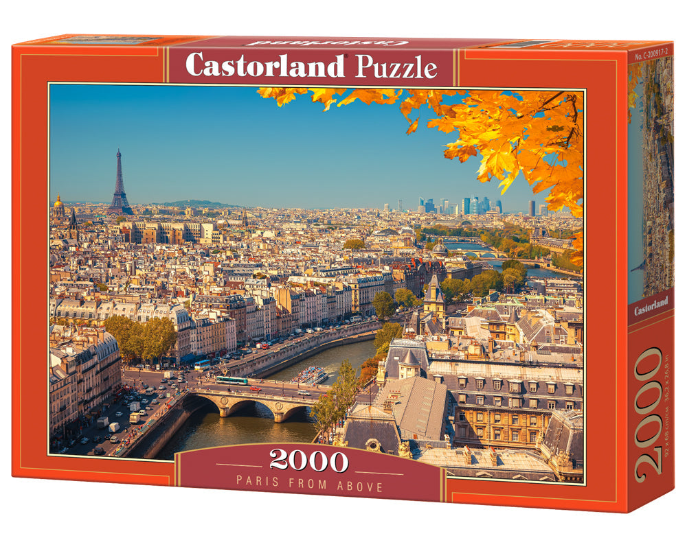 2000 Piece Jigsaw Puzzle, Paris from Above, Cityscape, Seine river, France, Adult Puzzle, Castorland C-200917-2