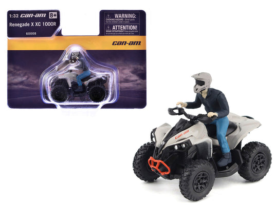 Can-Am Renegade X XC 1000R ATV Chalk Gray with Driver Figure 1/32 Diecast Model by BRP Models-0