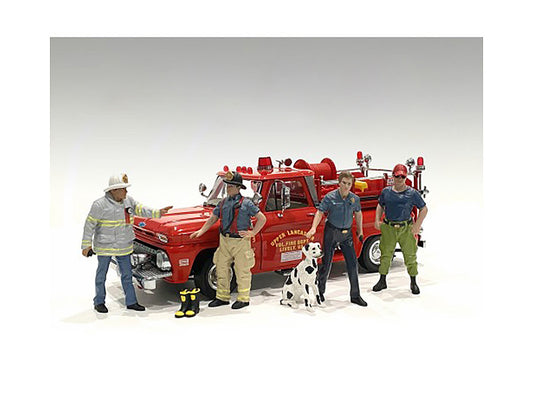 Firefighters 6 Piece Figure Set For 1 To 24 Scale Models By American Diorama Hand Painted Resin Figures
