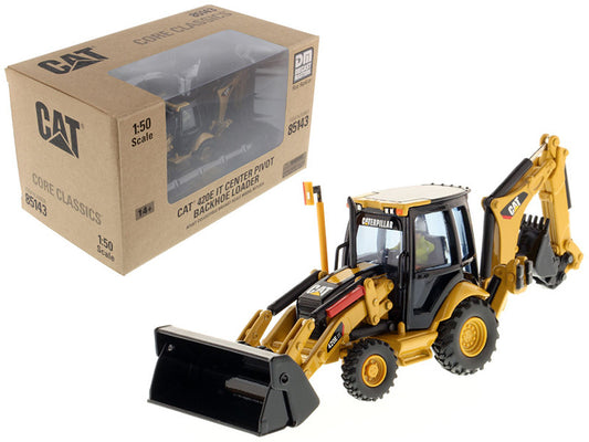 CAT Caterpillar 420E Center Pivot Backhoe Loader with Working Tools with Operator "Core Classics Series" 1/50 Diecast Model by Diecast Masters-0