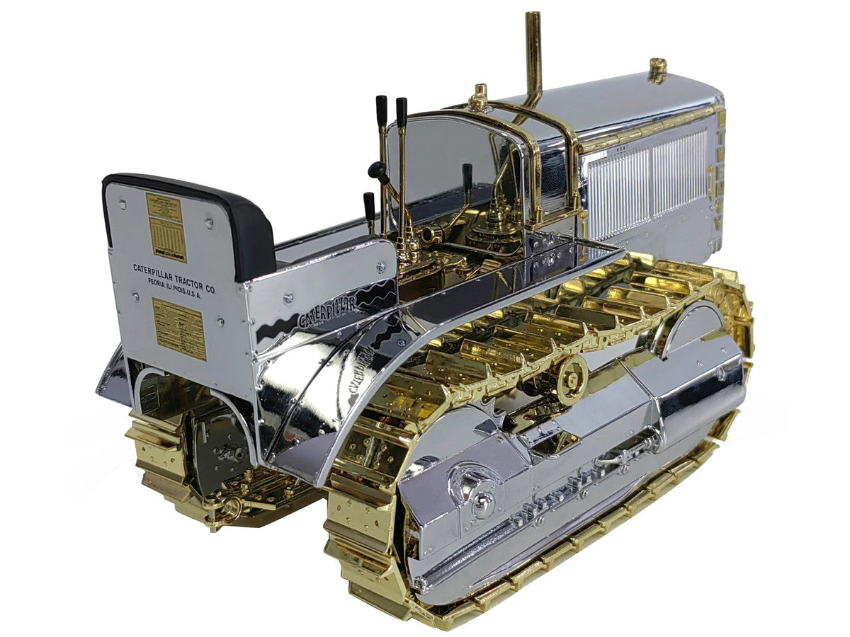 CAT Caterpillar Twenty Tractor "100th Anniversary" Chrome and Gold "Centennial Series" 1/16 Diecast Model by Diecast Masters-1
