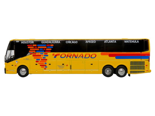 Prevost H3-45 Coach Bus "Tornado Bus Company" Yellow with Graphics Limited Edition 1/87 (HO) Diecast Model by Iconic Replicas-0