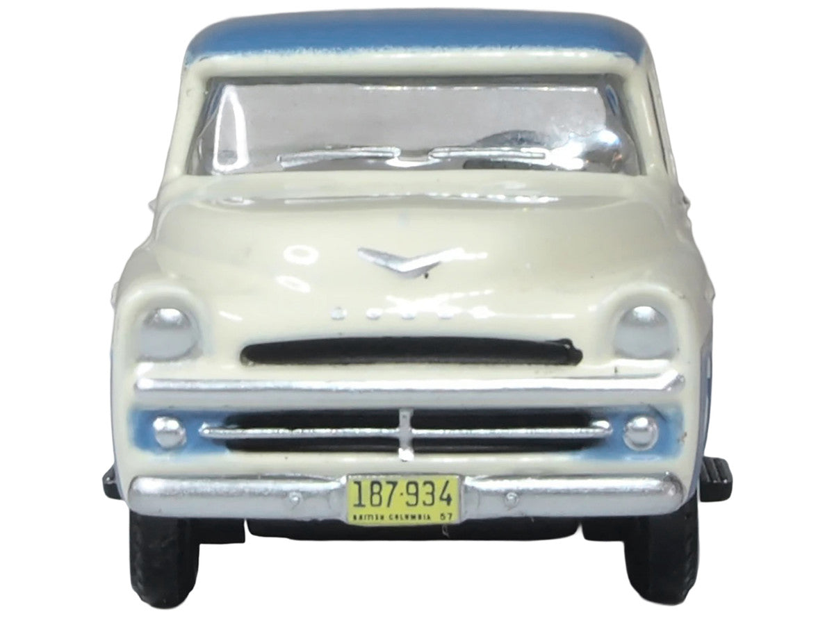 1957 Dodge D100 Sweptside HO Scale Diecast Oxford Diecast Ice Blue Glacier White