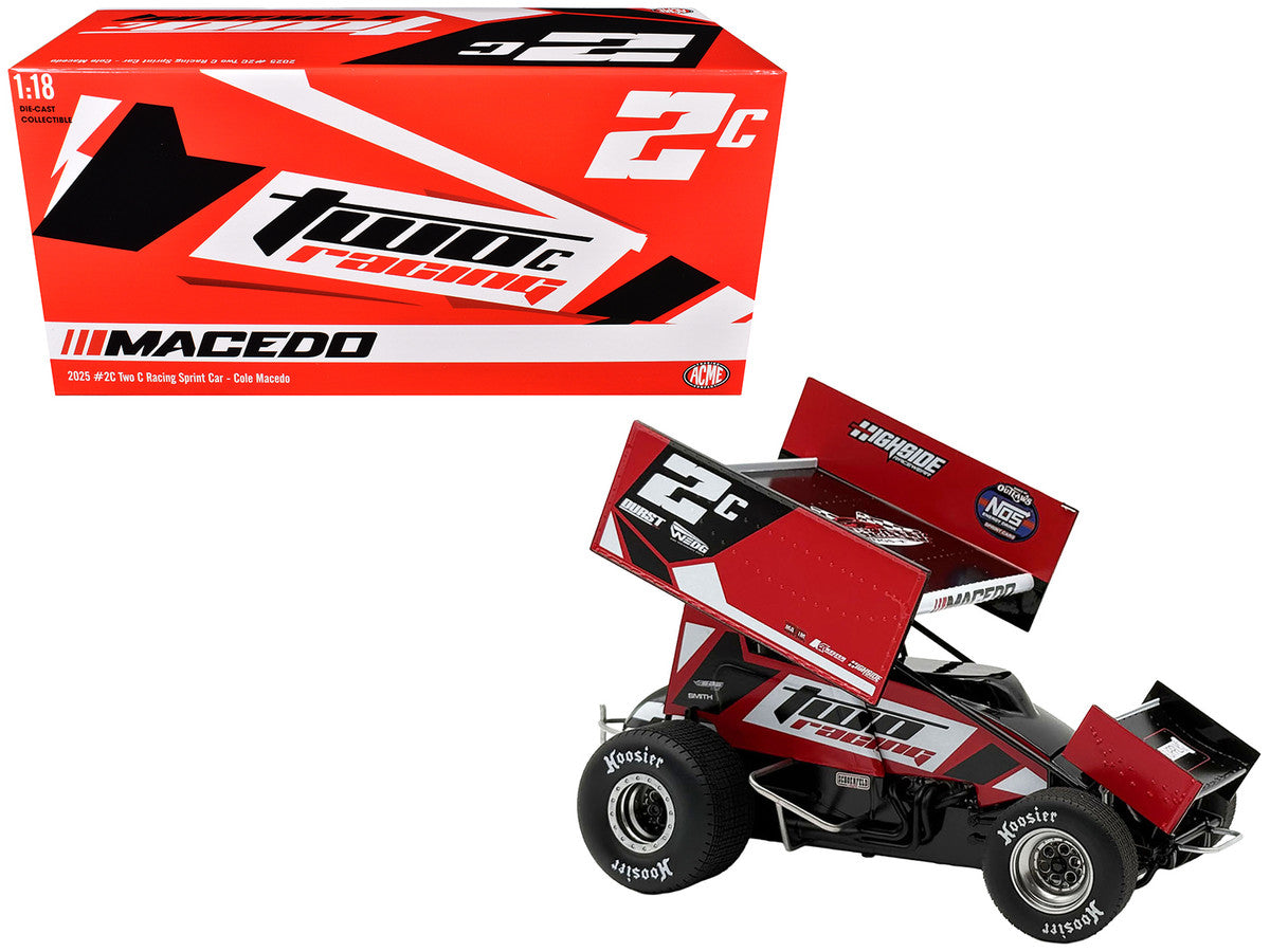 Winged Sprint Car #2C Cole Macedo "Two C Racing" (2025) 1/18 Diecast Model Car by ACME-3