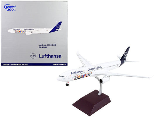 Airbus A330-300 Commercial Aircraft "Lufthansa - Diversity Wins" White with Blue Tail "Gemini 200" Series 1/200 Diecast Model Airplane by GeminiJets-0