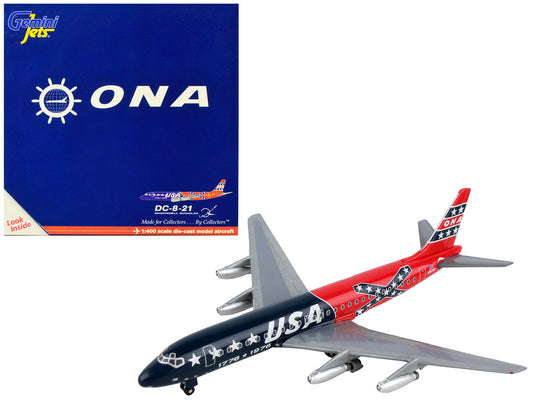 McDonnell Douglas DC-8-21 Commercial Aircraft "Overseas National Airways - USA" Blue and Red Confederate Flag Livery 1/400 Diecast Model Airplane by GeminiJets-0