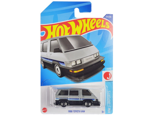 1986 Toyota Van Silver Metallic and Black with Stripes "HW J-Imports" Series Diecast Model Car by Hot Wheels-0