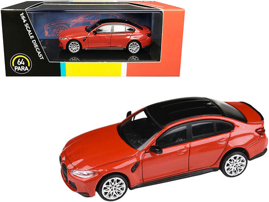 BMW M3 (G80) Toronto Red Metallic with Black Top 1/64 Diecast Model Car by Paragon-0