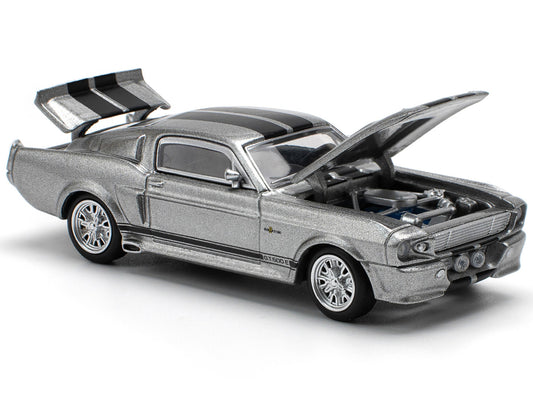 Shelby Mustang GT500 Gray Metallic with Black Stripes 1/64 Diecast Model Car by Pop Race
