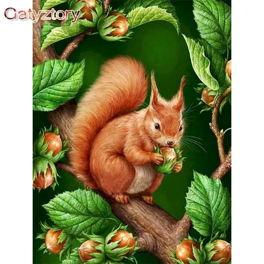 Cute Squirrel Acrylic Paint By Number Kit Animal on Canvas