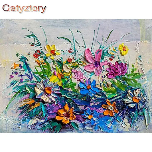 Acrylic Painting By Numbers For Adults Modern Flowers on Canvas