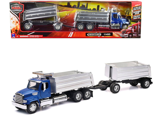 Freightliner 114SD Twin Dump Blue Long Haul Trucker Diecast
