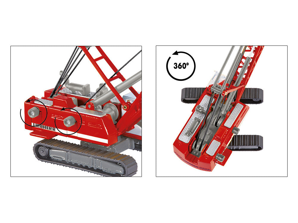 Heavy Haulage Transporter Green and Liebherr Cable Excavator Red with Wrecking Ball and Signs 1/87 (HO) Diecast Models by Siku-3