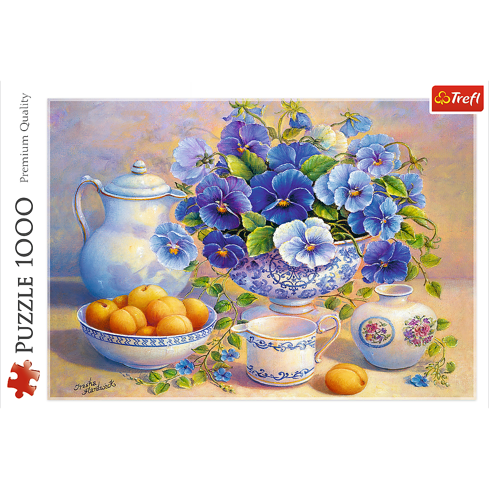 1000 Piece Jigsaw Puzzles, The Blue Bouquet, Still Life Puzzle, Flower Puzzle with Pansies, Adult Puzzles