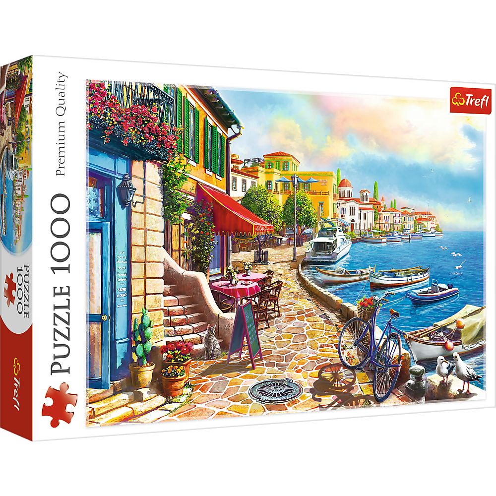 1000 Piece Jigsaw Puzzles, Sunny Embankment, Coastal City, Ocean, Adult Puzzles