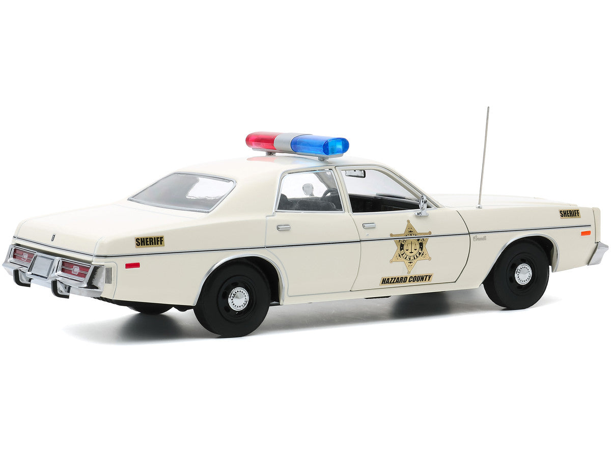 1975 Dodge Coronet Cream "Hazzard County Sheriff" 1/18 Diecast Model Car by Greenlight-1