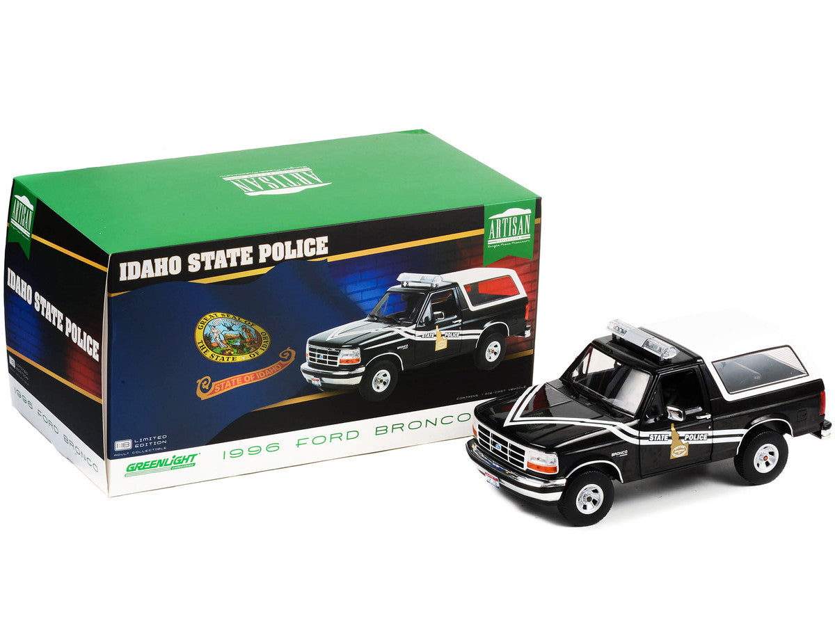 1996 Ford Bronco Black and White "Idaho State Police" "Artisan Collection" 1/18 Diecast Model Car by Greenlight-1