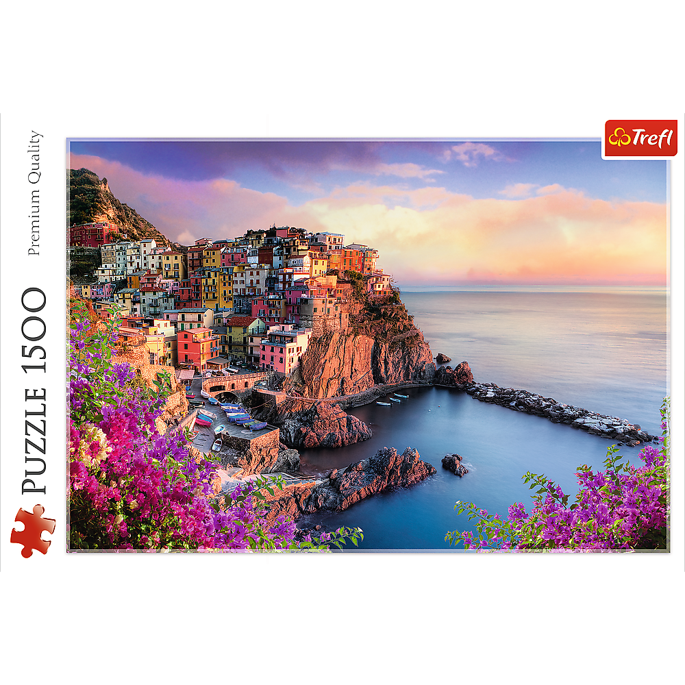 1500 Piece Jigsaw Puzzles, View of Manarola, Ocean Paradise, Italy, Coastal City,  Adult Puzzles