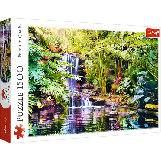 1500 piece Jigsaw Puzzles - Oasis of Calm, Waterfall, relaxing and calming place, Adult Puzzles